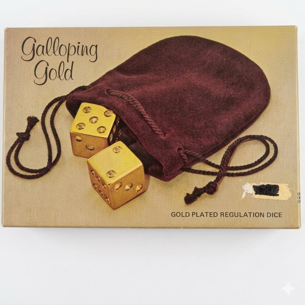 Galloping Gold Gold Plated Regulation Dice‎ NIB Vintage Gift Set
